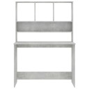 vidaXL Skrivebord med hyller betonggrå 110x45x157 cm sponplate