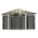 vidaXL Paviljong med myggnett og LED-lysslynge 3x3x2,73 m kremhvit