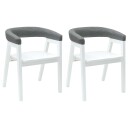 Spisestoler 2 stk. Solid Gummitre Hvit 54 x 57 x 73 cm