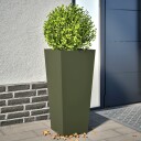 Plantekasser olivengrønn 2 stk 35x35x75 cm stål