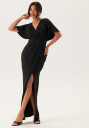 Bubbleroom Occasion Wrap Slit Maxi Dress Black 34