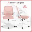 Ergonomisk rosa kontorstol – sammenleggbare armlener pustende netting