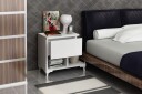 Decorotika Nattbord 46 cm med Oppbevaring Skuff + Hyller Ben - Hvit