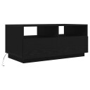  Salongbord med LED lys svart eik 90x49x40 cm