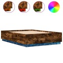  Sengeramme med LED-lys røkt eik 120x200 cm konstruert tre 8721012273573