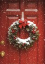 Snowy Christmas Wreath on Red Door Plakat Plakat / 100x150cm