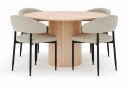 Bark Kopparbo Rundt Spisebord 130 cm med 4 Sawako Stoler   Beige