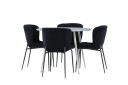 Venture Home Plaza Spisegruppe 100 cm Rund med 4 Modesto stoler Grå/Sort