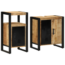  Baderomsinnredningssett med dør 2 pcs Brun Solid rug mango tre