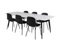 Venture Design Polar & Arctic spisegruppe Hvit/svart 6 st stoler & bord 240 x 100 cm