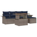 vidaXL Hagesofa Set med pute med lagring 6 pcs grå og marineblå