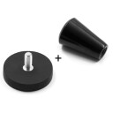 Sterk magnet Ø 31 mm med gummibelegg og avtakbar knagg