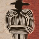 Tribal Figure With Hat Plakat / 50x50