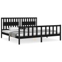 vidaXL Sengeramme med hodegavl svart 200x200 cm heltre