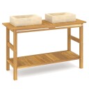  Baderomshylle med kremhvite marmorvasker heltre teak