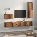  TV benk sett 4 pcs Gammelt tre 200 x 30 x 30 cm Konstruert tre