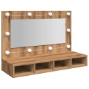  Speilskap med LED artisan eik 90x31,5x62 cm