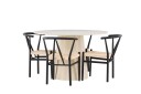 Venture Home Lanzo Spisegruppe 120 cm Rund med 4 Alfons stoler Whitewash/Sort
