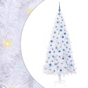  Kunstig juletre med 300 LED med stativ Hvit 210 cm PVC og stål