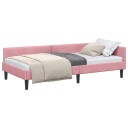  Hjørnesengramme med hodegjerde Rosa 100 cm x 200 cm Fløyel