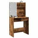 Sminkebord med LED gammelt tre 74,5x40x141 cm 8721158443106