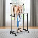 Cwy Klesstativ høydejusterbar klesstativ rullende klesstativ med hjul sort 86 x 43 x 94 168 cm