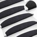  Selvlimende trappematter 15 pcs Svart 80 x 24,5 x 3,5 cm