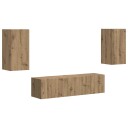  TV benksett 4 pcs Artisan Eik Konstruert tre