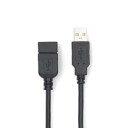 Nedis 2M USB 2.0 Forlengelseskabel USB-A Hann til USB-A Hun Sort