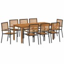  9 Delt Hage Spisegruppe Svart Poly Rattan Akasie