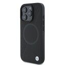BMW Signature Leather Half Textured & Circle MagSafe case for iPhone 16 Pro Black