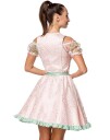 Lys Rosa Dirndl Oktoberfestkjole med Mingrønne Detaljer i Luksuskvalitet med Utformet Blomster på Forkle XXL