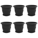 vidaXL Plantepotter 6 pcs Svart Ø 34 x 28 cm Plast