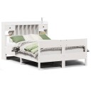  Seng med bokhylle uten madrass hvit 160x200 cm heltre furu 8721158618085