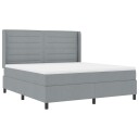  Box Spring Seng med Madrass & LED Lys Lys Grå 180x200 cm Stoff