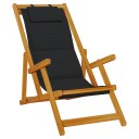  Sammenleggbar strandstol med armlener svart akasietre tekstil
