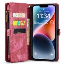 Caseme 2-i-1 Multifunksjonell iPhone 14 Plus Lommebok-deksel Rød