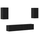  TV benksett 4 pcs Svart eik 160 x 30 x 30 cm Konstruert tre