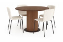 Bark Noira Lite Rundt Spisebord Valnøtt 120 cm med 4 Katy Spisestoler   Brun / Hvit Bouclé / Metallben Svart
