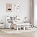  Seng med bokhylle uten madrass hvit 150x200 cm heltre furu 8721158627506