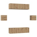 TV benksett Veggmontert 6 pcs artisan eik Konstruert tre