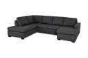 Crazy 4 seters Venstrevendt U formet Large Sofa med Divan og Sjeselong i Stoff   Mørk grå