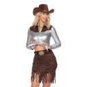 Wilbers & Wilbers Cowgirl med skjørt sølv brun Deluxe Kostyme 40 004021-V-040
