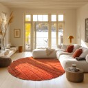 Rundt teppe   Sivia Natural Cotton Shaggy rød/oransje Størrelse: Ø 240 cm