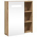 vidaXL Baderomsspeilskap med LED-lys eik 45x13x52 cm