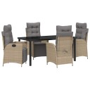  5-delt Hagespisserbordsett i Beige Poly Rattan