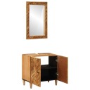  Baderomsskapsett Veggmontert med lagring 2 pcs Massiv mango tre