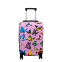 Borg Living Kabinkoffert - hardcase lettvektskoffert - trolley med motiv - rosa med sommerfugltrykk