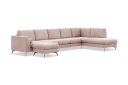 Ocean Lyx 6 seters Høyrevendt U formet Sofa med Divan og Sjeselong + Fotskammel i Manchester   Rosa