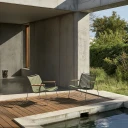 Houe Click Roomy lounge chair Olive green. Frame: Grey. Armrest: Bamboo